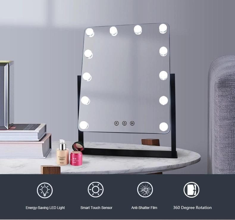 Metal Frame High Definition Hollywood Vanity Mirror for Makeup