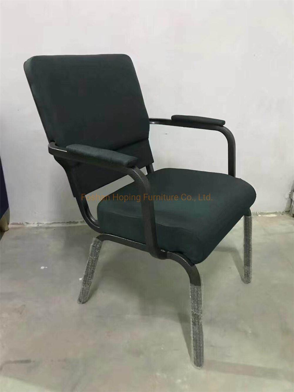 Professional Banquet Chair for Restaurant Conference Catholic Chapel Chair Interlocking Padded Side Back Pocket Bookcase Pulpit Church Chair