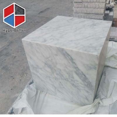Natural Carrara Marble Plinth Tables for Living Room 40X40X40cm