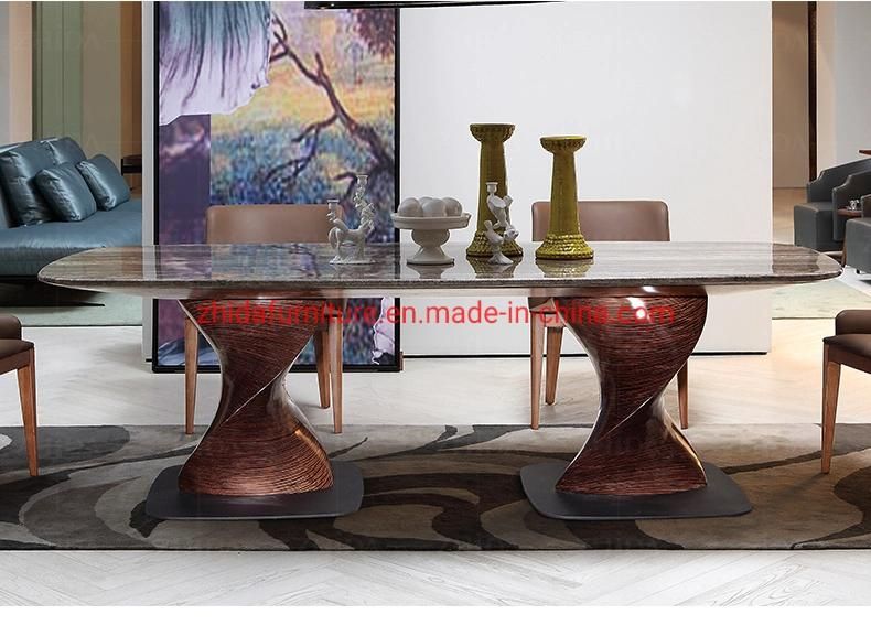 Home Villa Apartment Hotel Lobby Furniture Restaurant Big Reception Marble Solid Wood Leg Dining Table