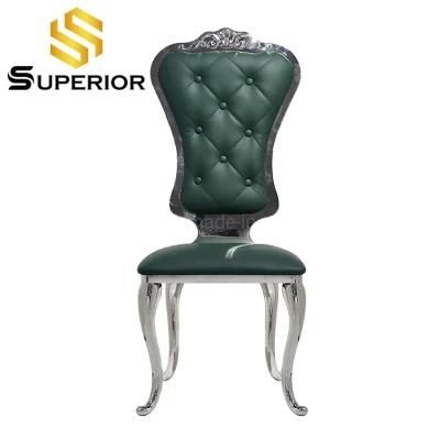 2020 New Product Green PU Leather Steel Dining Room Chair