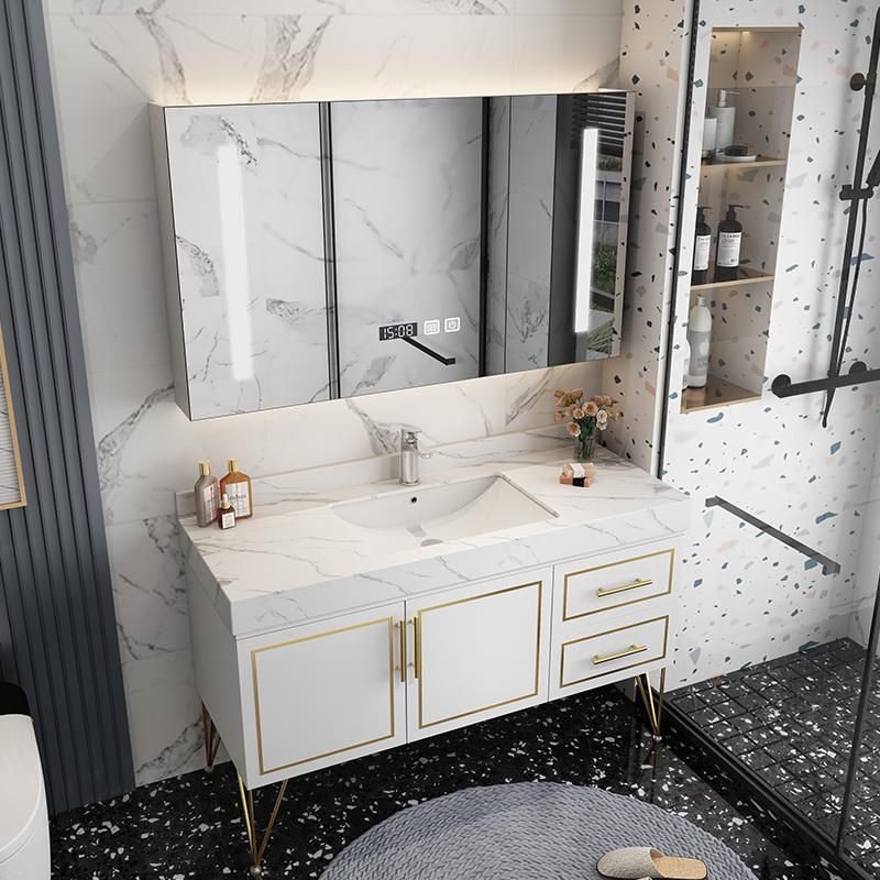 Free Standing Floor Modern LED Mirror Cabinet Hotel Bathroom Furniture