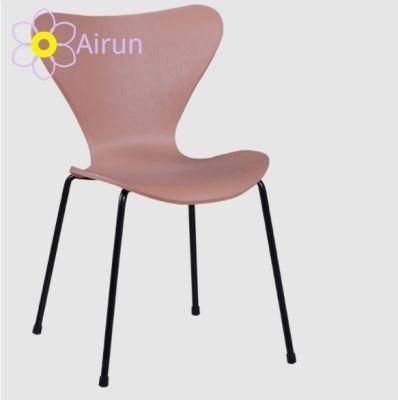 Farmehouse Contemporary Elegant Luxury Hotel Simple Design Plywood and Metal Four Legs Dining Chair for Sale