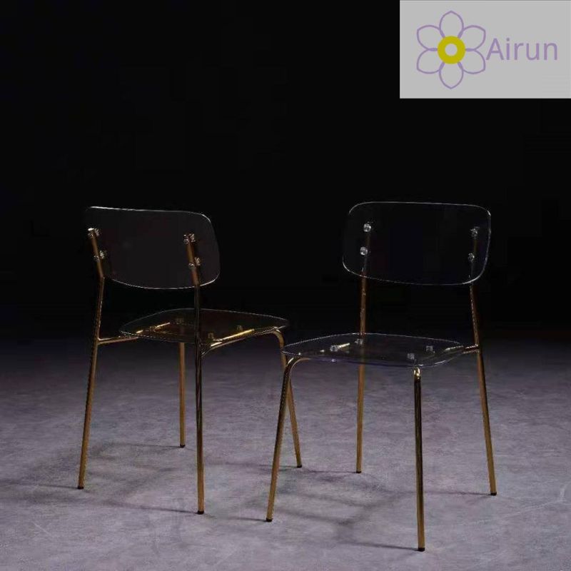 Chromed Metal Legs Chair Transparent Living Room Chair