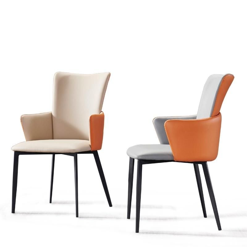 Luxury Chrome Legs Home Furniture Set Kitchen Leather Cushion Dining Chairs