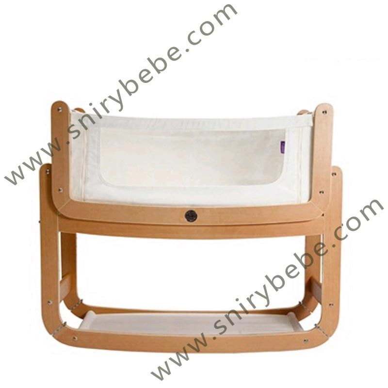 Solid Wooden Comfort Wholesale Factory Supplier Nursery Modern Home Kindergarten Bedroom Baby Kids Children Infant Baby Furniture with Rails and Bassinet