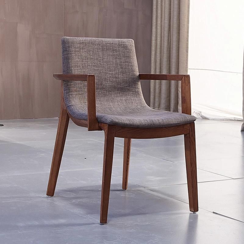 Nordic Armchair Solid Wood Dining Chair with Armrest