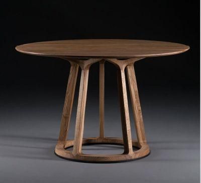 Round Wood Dining Table Dark Walnut Color Free M. O. Q.