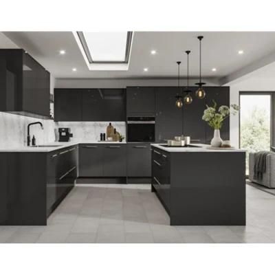 High Quality Matt Black Kitchen Cabinet with Large Island