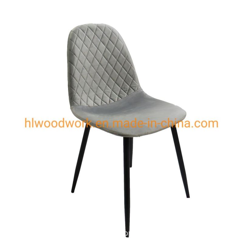 Hot Sale Modern Dining Room Chair Furniture Custom Color Antique MID-Century Brown Velvet Fabric Dining Chairs Black Metal Leg Cheap Dining Room Chair
