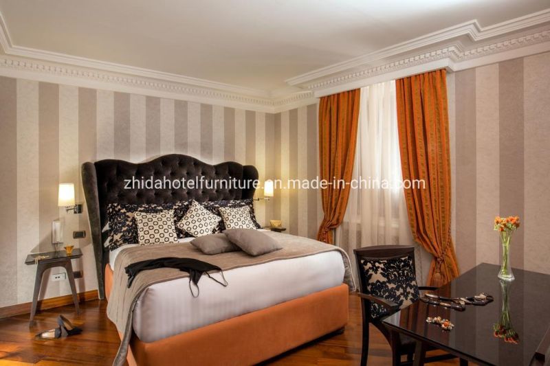 Hotel Villa Modern Design Fabric Bedroom Furniture with Night Stand
