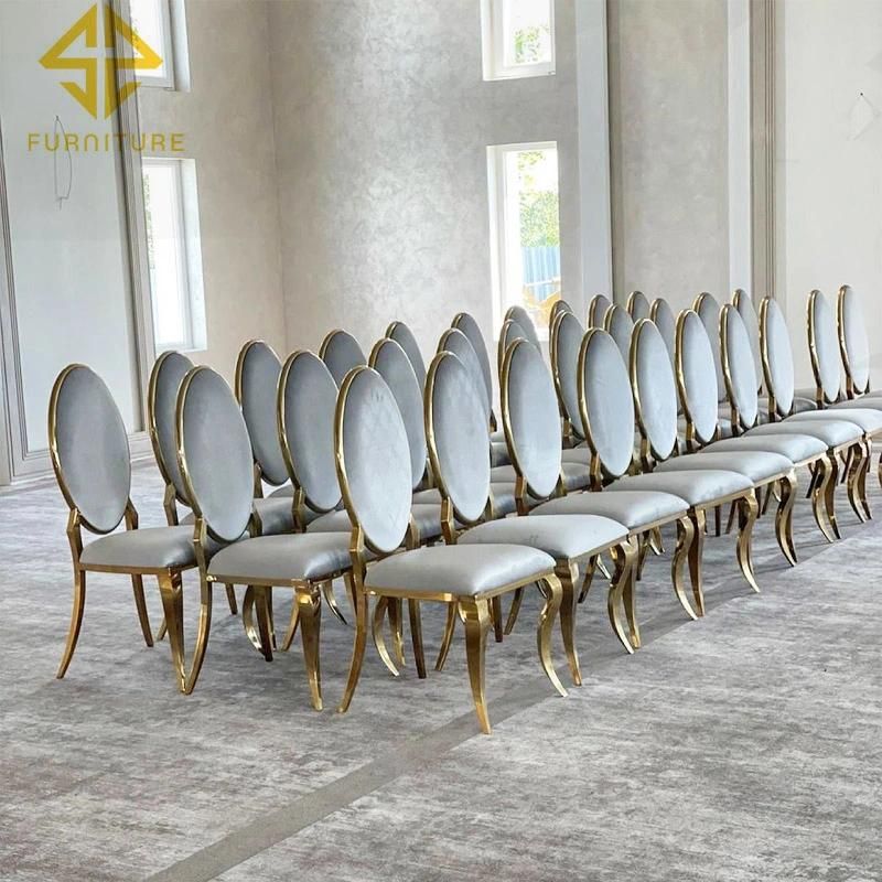 Event Used Hollow Back Stainless Steel Golden Rimmed Wedding Chairs
