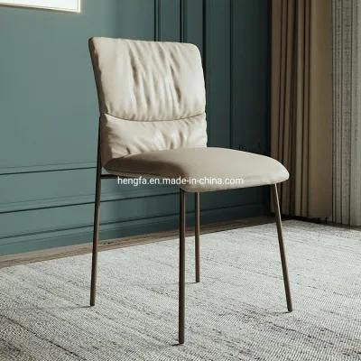 New Modern Restaurant Furniture Iron Leg Kitchen Upholstered Dining Chair for Sale