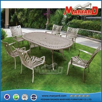 Aluminium Modern Designs Dining Table 6 Seats Set for Outdoor Patio Garden
