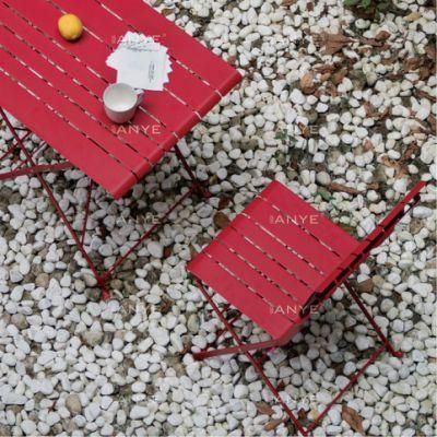 Portable Steel Garden Set Folding Coffee Table and Chair Outside Casual Furniture with Modern Design