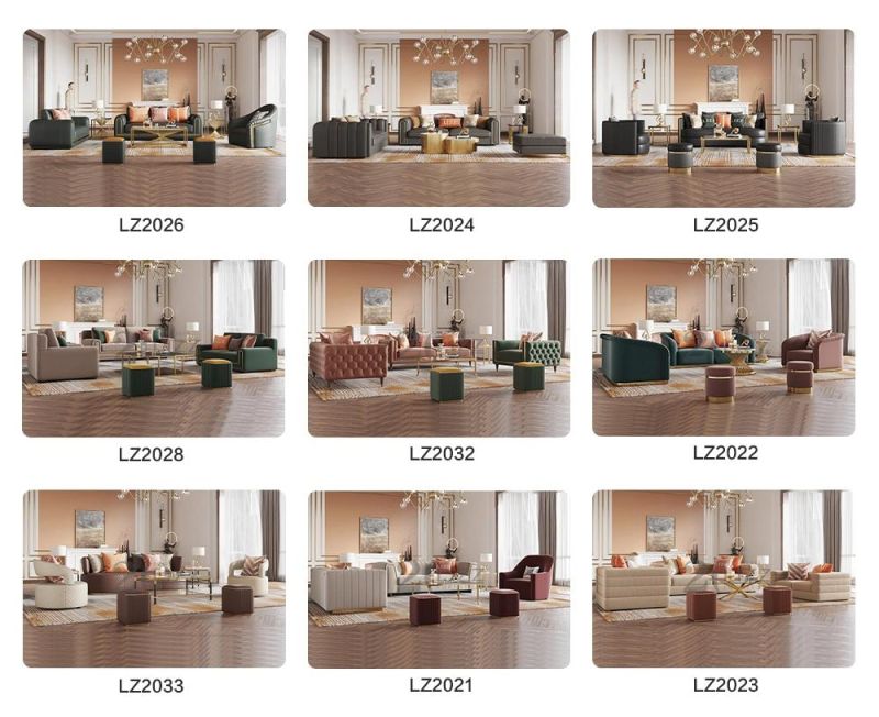 High End Quality European Style Modular Genuine Leather Living Room Furniture Sofa Set 1+2+3