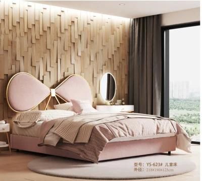 Modern King Queen Size Top Grade Children Girl Like Pink Leather Bed Designs