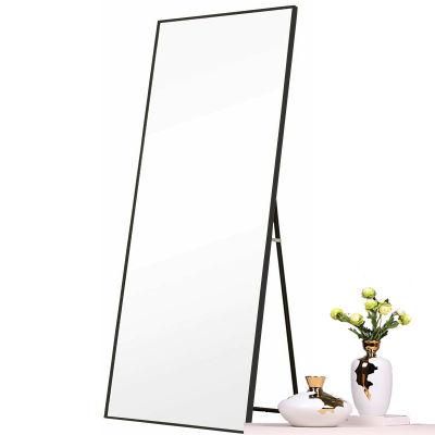 Nordic Decorative Vanity Black Rectangle Frame Adjustable Full Length Long Wall Glass Mirror with Stand