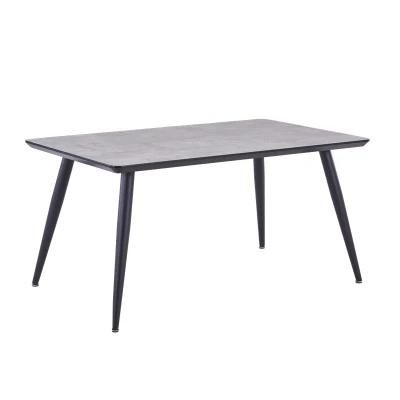 Dining Room Furniture Wooden Grey Modern Rectangle MDF Dining Table with Metal Legs