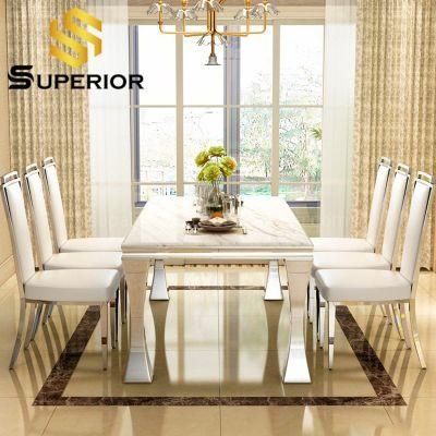 Space Saver Furniture Stainless Steel Dining Table with 6 Chairs