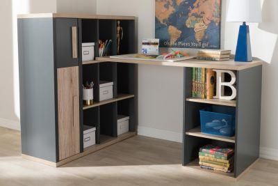 Modern Desk with Built-in Shelf Unit