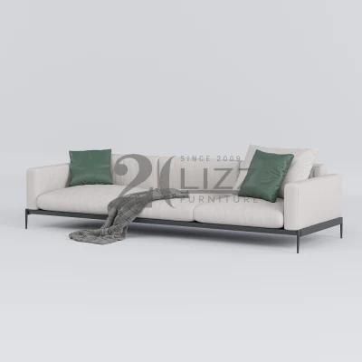 Modern Minimalist Style Leisure Uphoslster Home Furniture Italian Top Grain Genuine Leather White Sofa