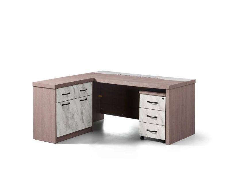 Patent Design Modern L Shaped Medium Density Fiberboard Executive Office Desk