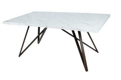 2021 Modern Design Minimalist Style Dining Room Set Metal Leg MDF Top Dining Table