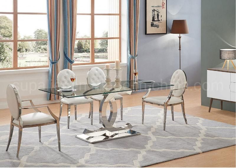 Modern Transparent Glass Top Restaurant Table For Home Dining Room Furniture