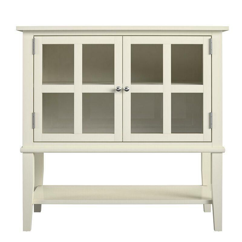 Modern Antique Furniture White Painting Wooden 2 Door Accent Storage Cabinet Living Room Furniture