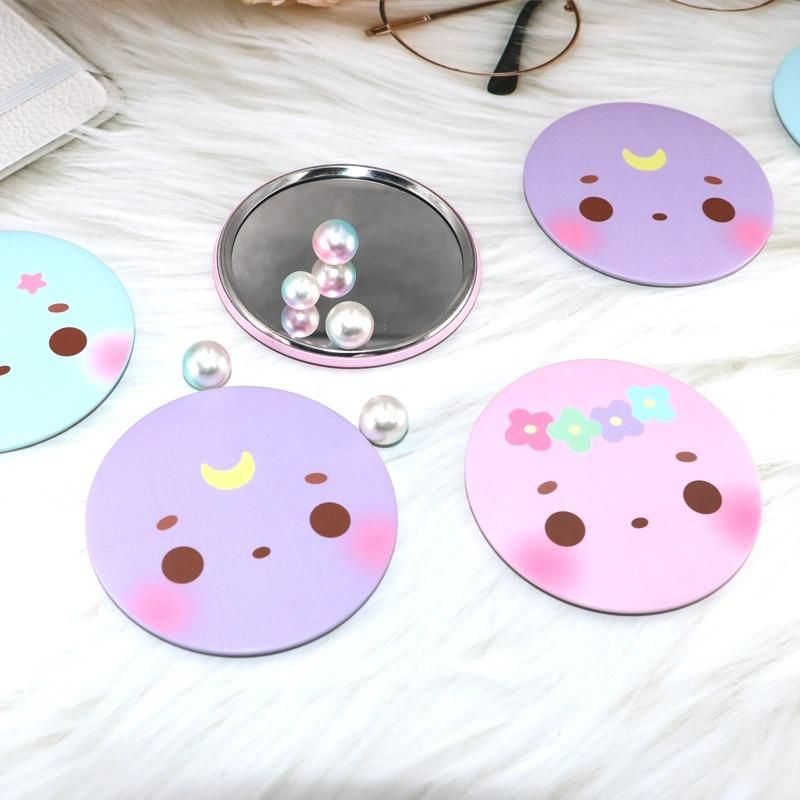 Custom Made Tin Plate Mirror / Round Tinplate Pocket Cosmetic Make up Small Hand Round Mirror