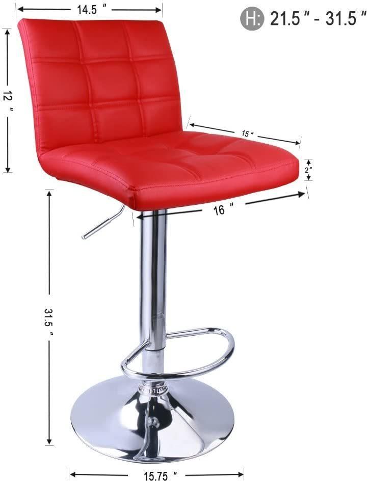 Modern PU Height Adjustable Design Relax Backrest Cafe Bar Chair Stool with Footrest