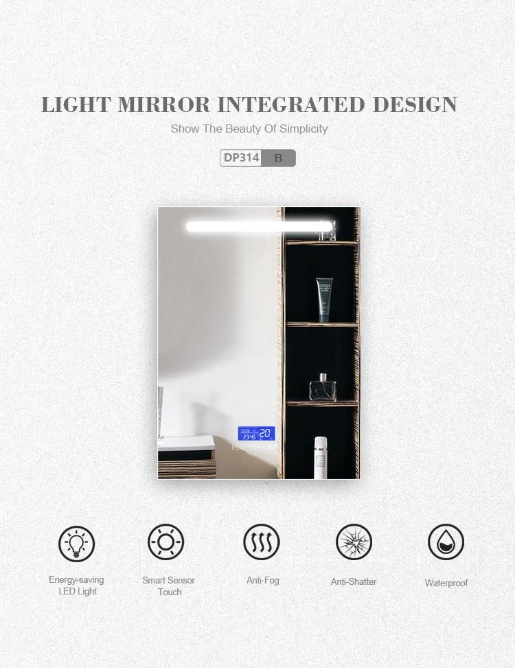 Fully Protected Back Board Wall Bathroom LED Lighted Makeup Anti-Fog Mirror