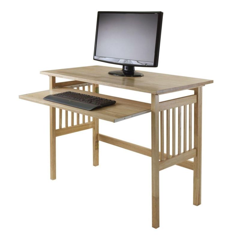 Solid Wood Computer Desk, Home Office, Natural