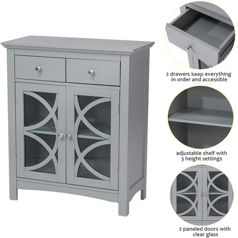 Modern Gray with Drawers and Doors 32.5 Inch Freestanding Wooden Storage Cabinet 0249