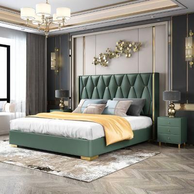 Modern Luxury Wooden Metal Steel Bed Frame Bedroom King Size Bed for Home Furniture