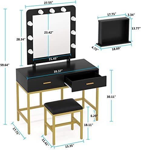 Nova Wholesale Luxury Large Wooden Modern Dressing Table with Stool