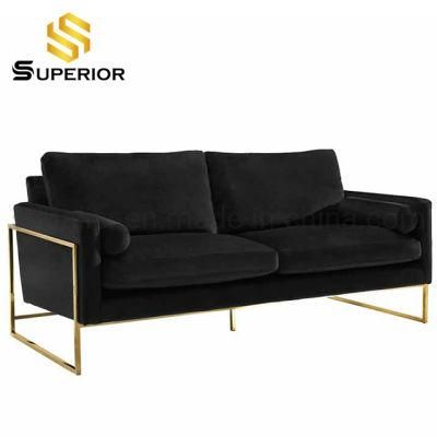 New Arrival Modern 3 Seater Black Fabric Sofa