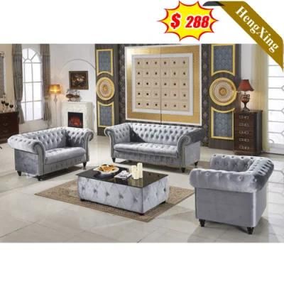 Classic Design Modern Home Furniture Living Room Velvet Sofas Wooden Frame Gray Customized Color Leisure Sofa Set