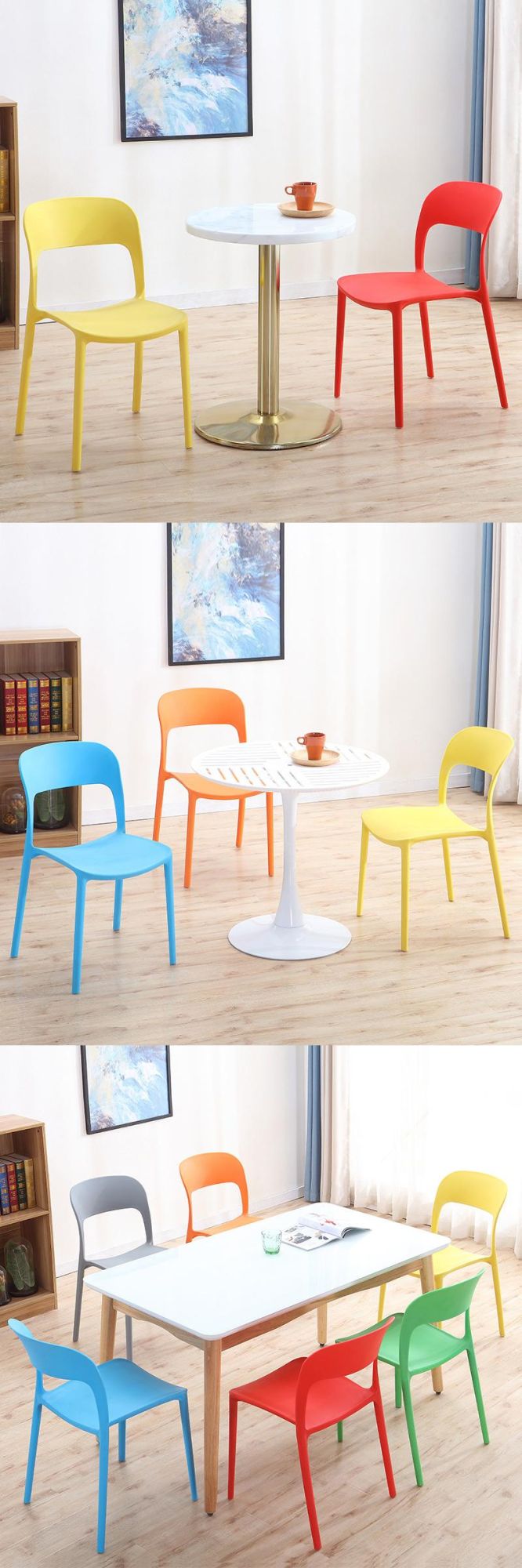 Outdoor Garden Furniture PP Colorful Plastic Stacking Chair for Banquet Party