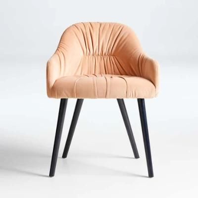 Light Orange Modern Furniture PU Fold Sofa Chair High Back Living Room Chair