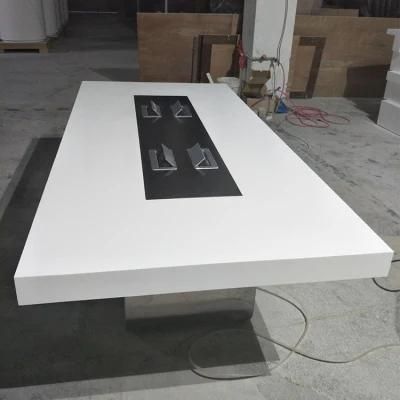 High End Artificial Stone White Square Design Modern Office Meeting Conference Table