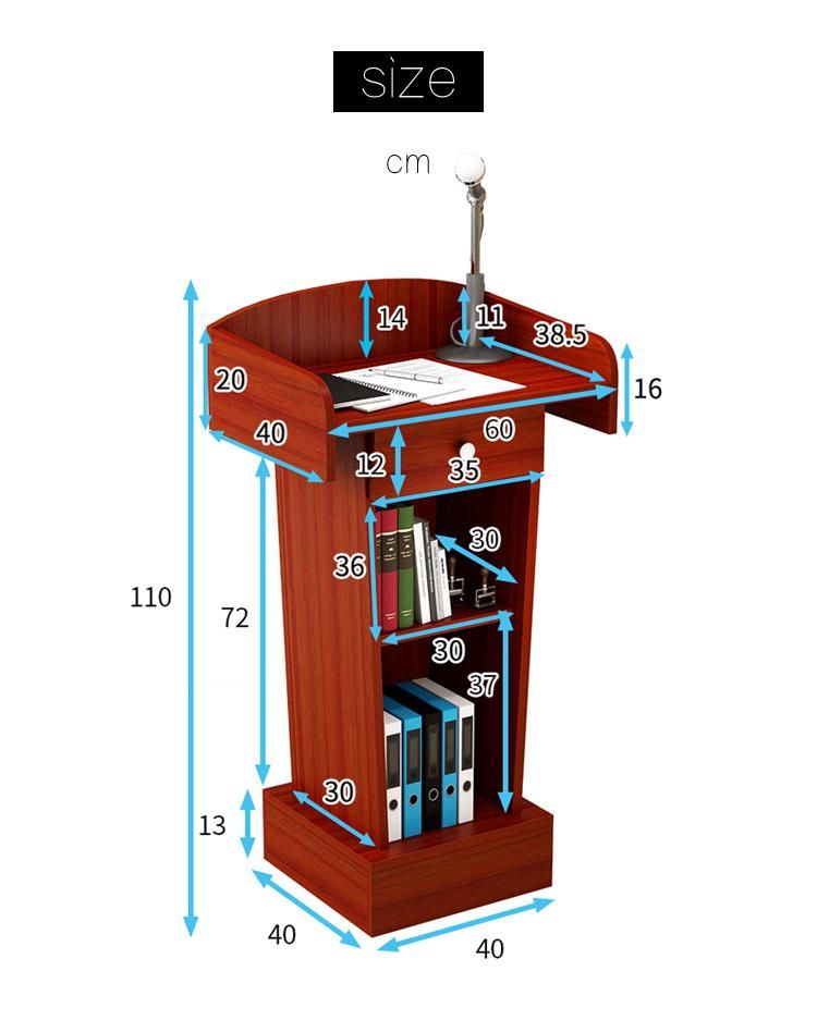 OEM Accepted Commercial Used Floor Standing Wooden Lectern Podium Rostrum