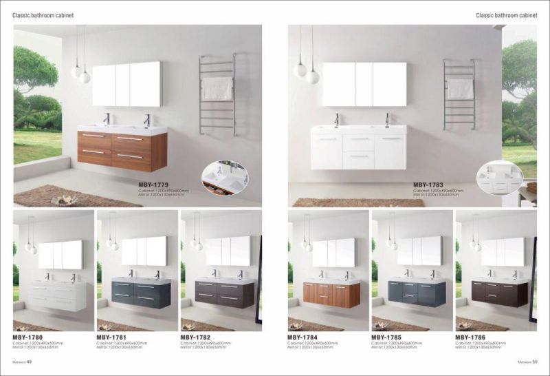 Double Cabinet MDF Bathroom Vanity with Ceramic Basin