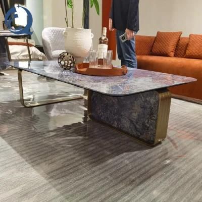 New Design Modern Living Room Gold Steel and Marble Coffee Table