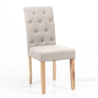 Tufted Back Modern Dining Room Chair with Rubberwood Legs