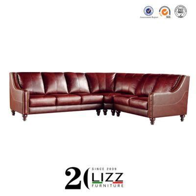 Home Furniture Living Room L Shape Genuine Leather Sectional Corner Sofa