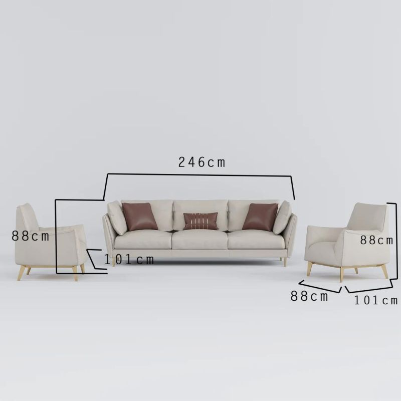 Customized Color Luxury Modern Style 3 Seater Loveseat Leisure PU Leather Living Room Sofa with Metal Legs