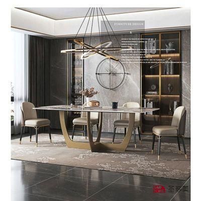 Modern Style Living Room Dining Room Slate Furniture Metal Base Dining Table