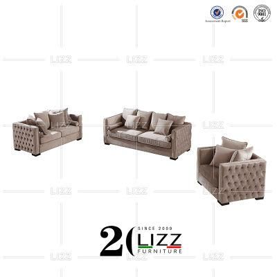 Italian Style Leisure Sectional 1+2+3 Home Furniture Set Soft Velvet Fabric Sofa